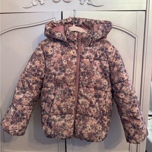 H&M Floral Kids Puffer Jacket - Pink and Brown